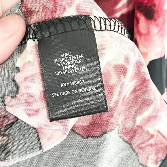 Torrid Black Floral Long Sleeve Ruched Mermaid Dress with High Slit Size 12 NEW - Picture 9 of 10